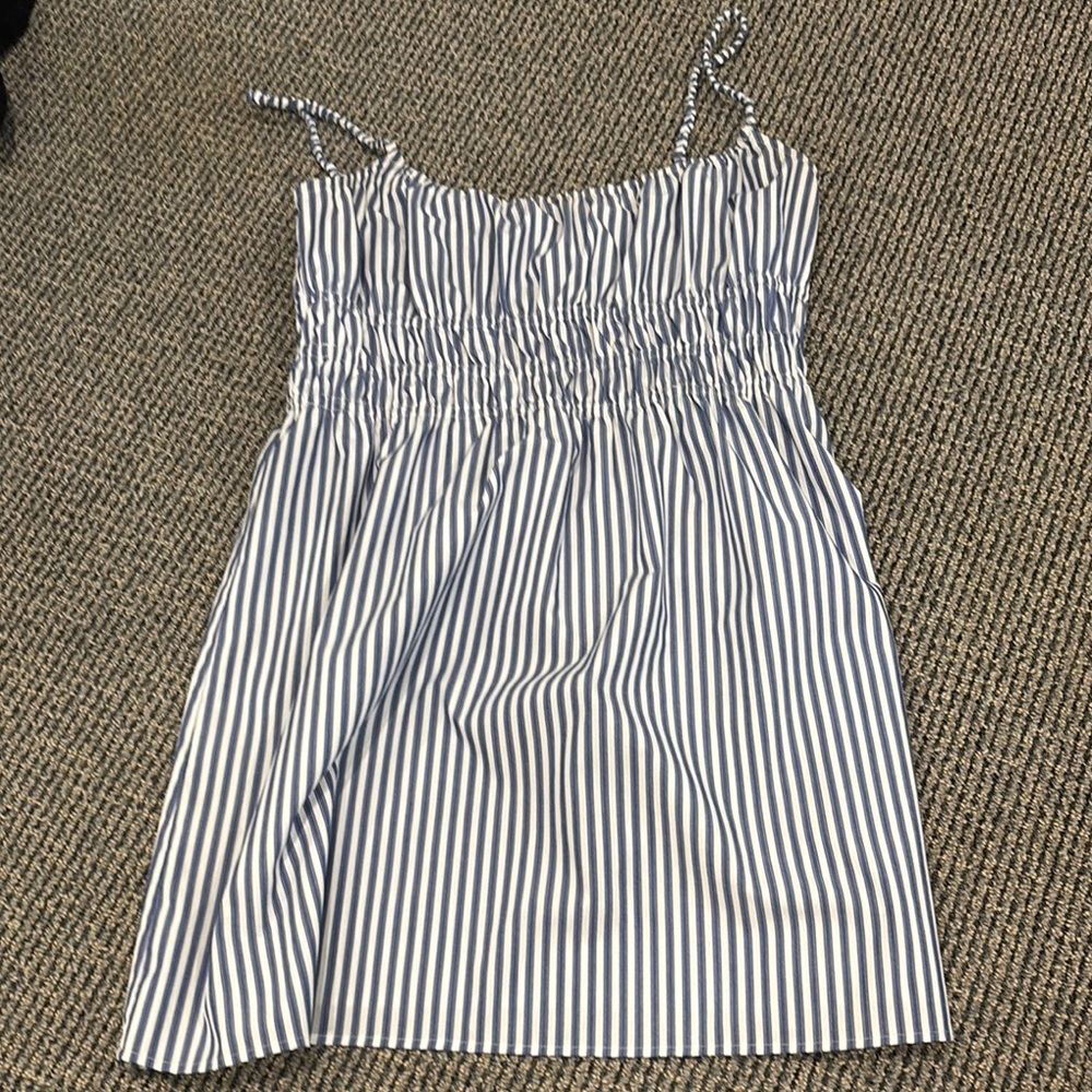 Reformation Blue and White Striped Mini Dress